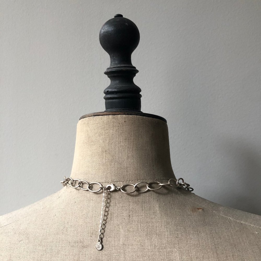 Faux Tortoise + Silvertone Chain Long Necklace - Picture 3 of 3